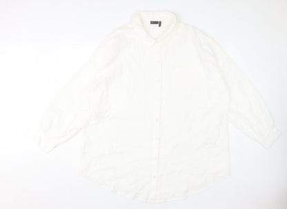 ASOS DESIGN Women's White Cotton Long Sleeve Button-Up Shirt Size 14