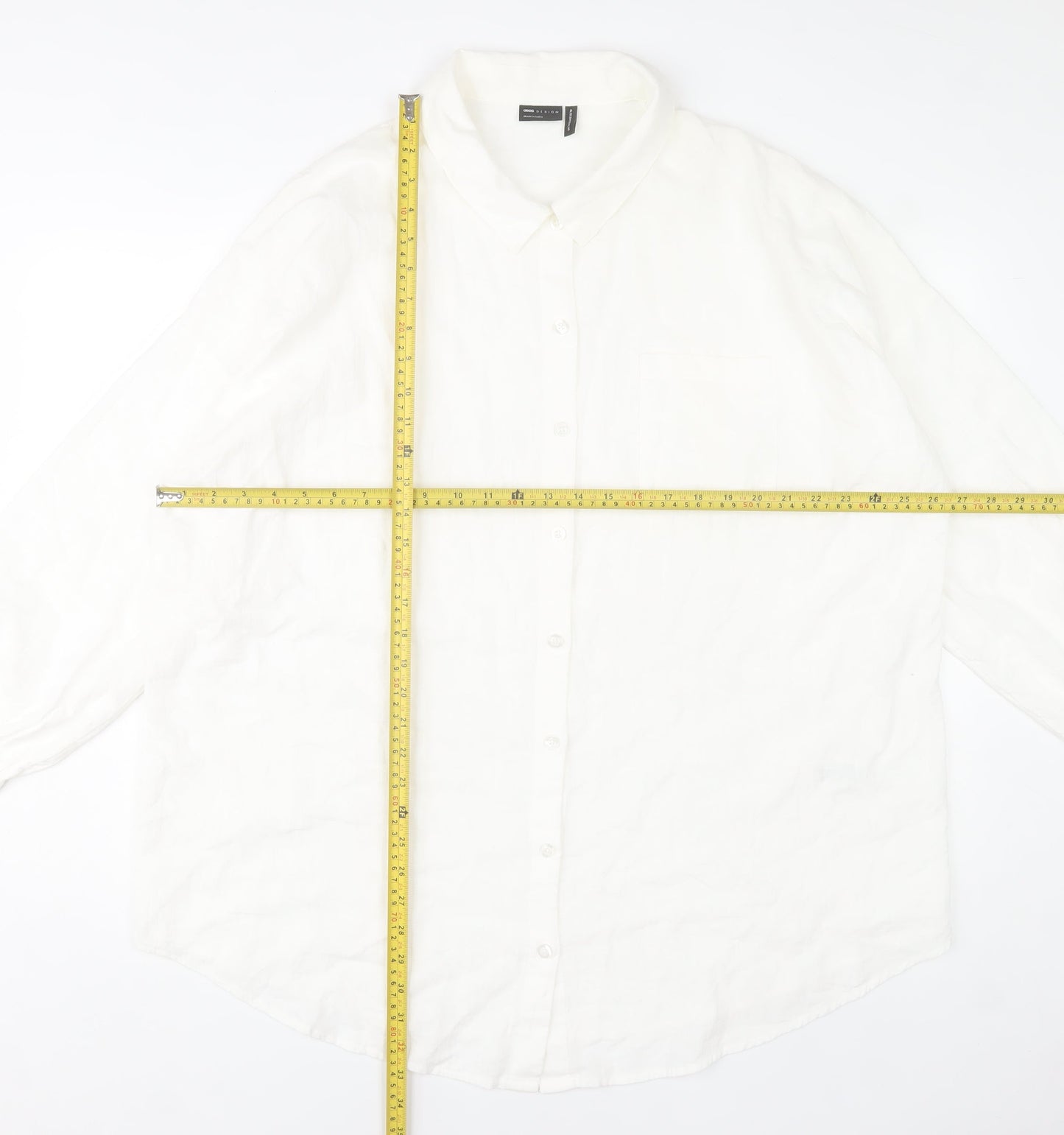 ASOS DESIGN Women's White Cotton Long Sleeve Button-Up Shirt Size 14