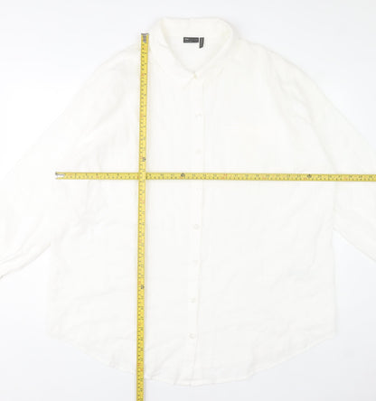 ASOS DESIGN Women's White Cotton Long Sleeve Button-Up Shirt Size 14