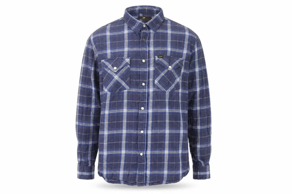 Lee Men's Blue Check Flannel Button-Up Shirt Long Sleeve L