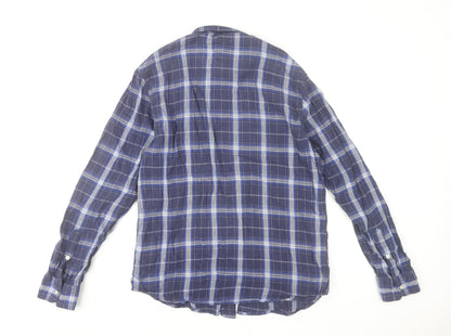 Lee Men's Blue Check Flannel Button-Up Shirt Long Sleeve L