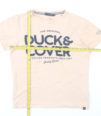 Duck and Cover Men's Beige Graphic Cotton T-Shirt Size S