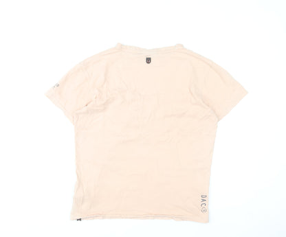 Duck and Cover Men's Beige Graphic Cotton T-Shirt Size S