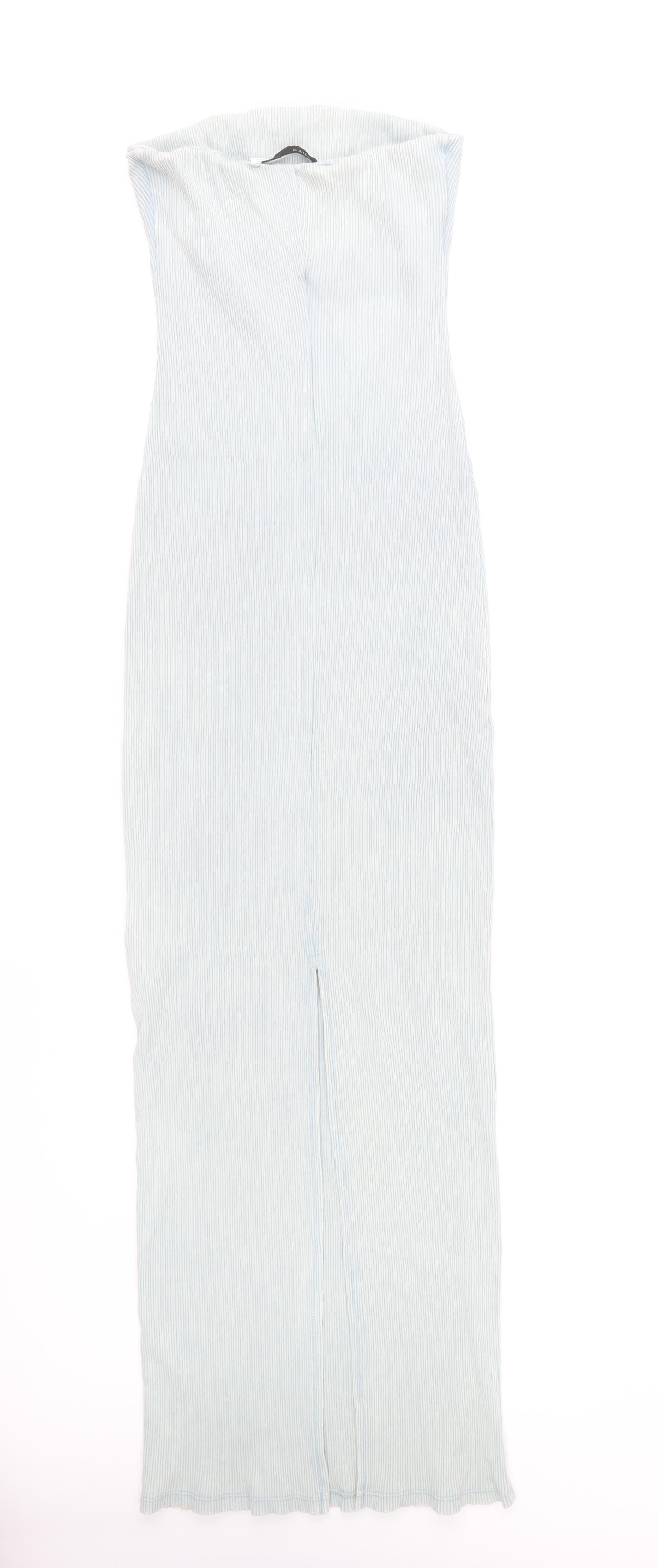 Bershka Women’s Blue Strapless Bodycon Midi Dress Size S