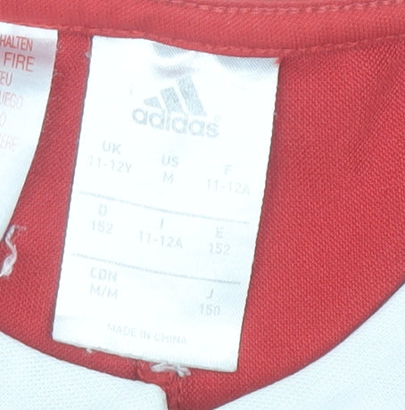Adidas Boys Red Munster Rugby Jersey T-Shirt 11-12 Years Short Sleeve Activewear