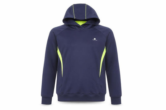 Domyos Boys Blue and Neon Green Pullover Hoodie 14 Years Polyester Blend