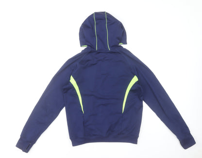 Domyos Boys Blue and Neon Green Pullover Hoodie 14 Years Polyester Blend