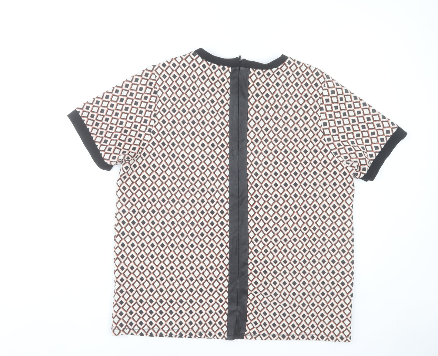 River Island Women's Multicoloured Geometric Short Sleeve Blouse UK 16