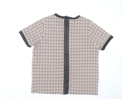 River Island Women's Multicoloured Geometric Short Sleeve Blouse UK 16