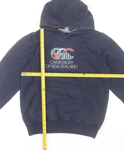 Canterbury Boys Blue Pullover Hoodie Age 10 Cotton Fleece Sports Sweatshirt