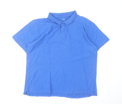 Dunnes Stores Men's Blue Cotton Polo Shirt Size L Regular Fit