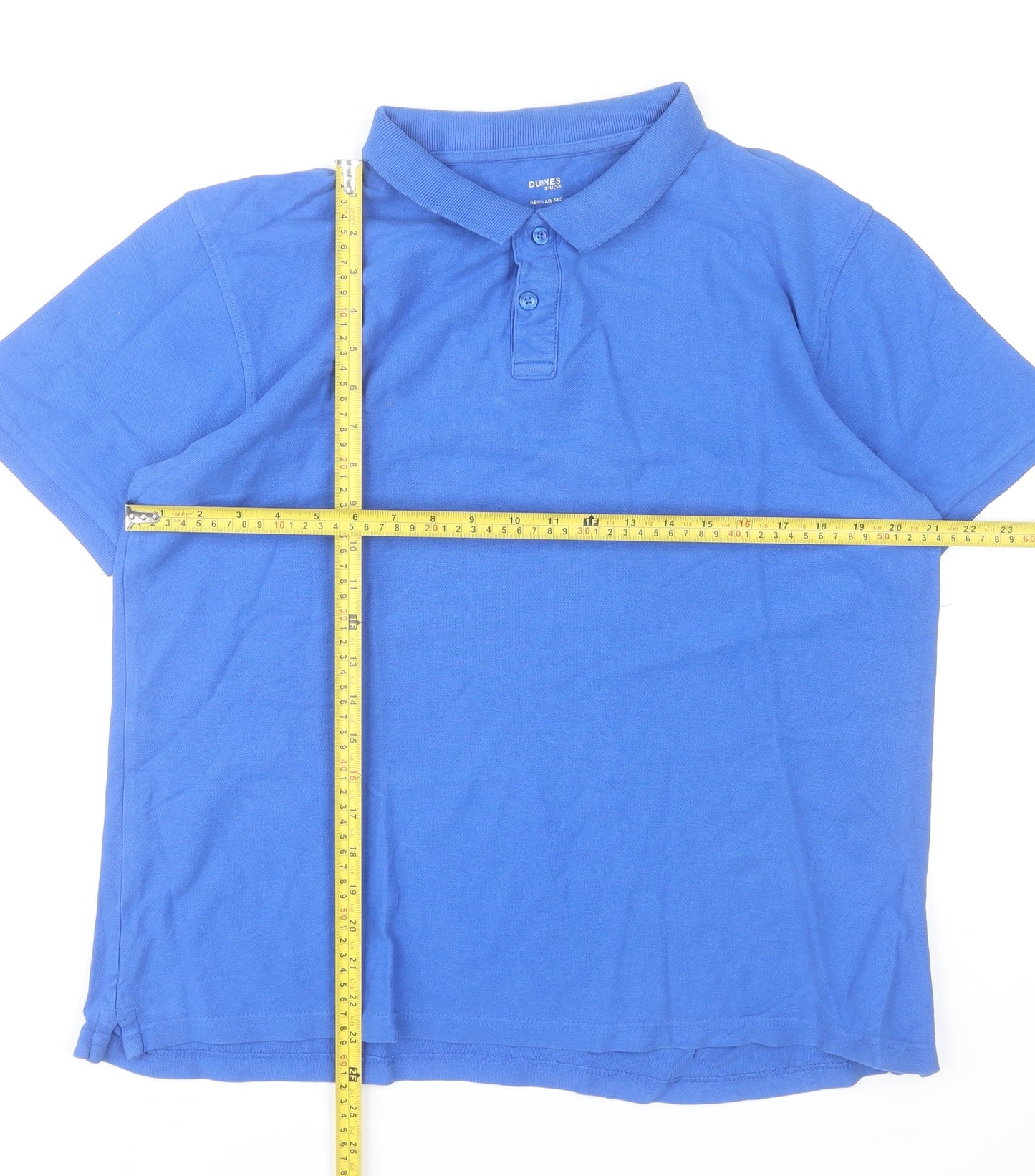 Dunnes Stores Men's Blue Cotton Polo Shirt Size L Regular Fit
