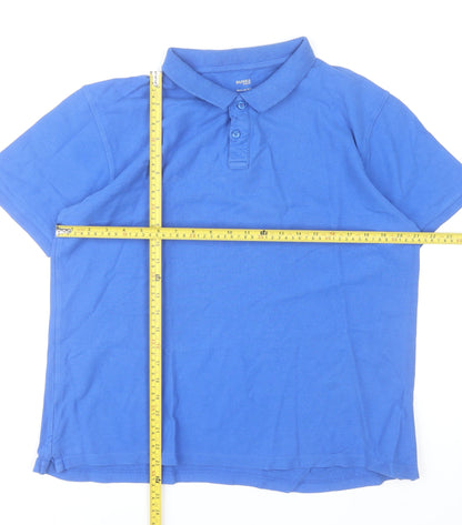 Dunnes Stores Men's Blue Cotton Polo Shirt Size L Regular Fit