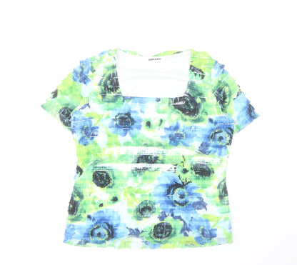 Gerard Womens Multicoloured Floral Blouse Size 14 Short Sleeve Stretch Top