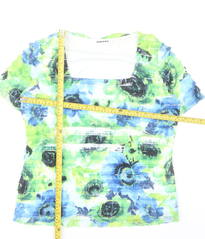 Gerard Womens Multicoloured Floral Blouse Size 14 Short Sleeve Stretch Top