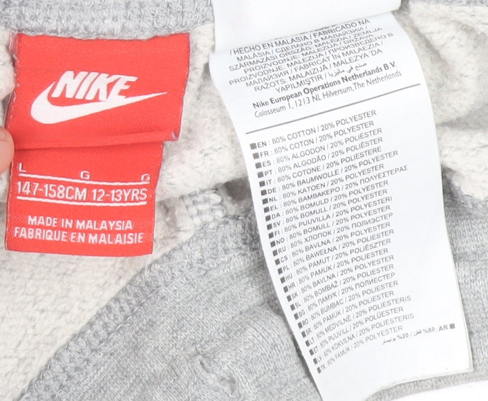 Nike Boys Grey Jogger Sweatpants 12-13 Years Cotton Blend Casual Trousers