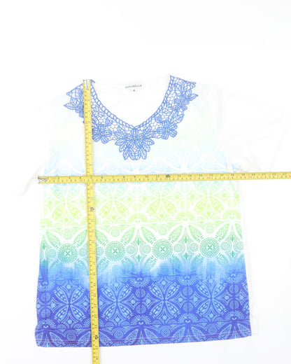 Annabelle Women’s Multicoloured Crochet V-Neck Short Sleeve T-Shirt M