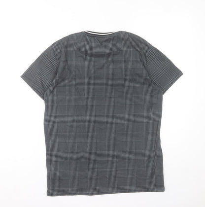Closure London Men's Grey Check Logo Crew Neck Short Sleeve T-Shirt Size S