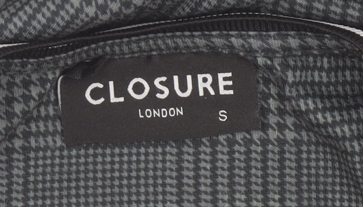 Closure London Men's Grey Check Logo Crew Neck Short Sleeve T-Shirt Size S
