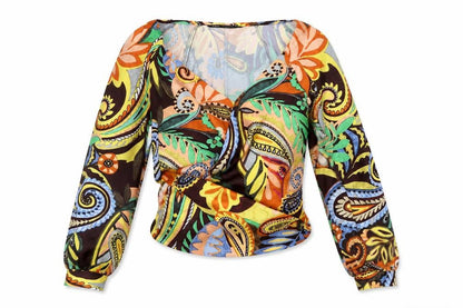 Zara Women's Multicoloured Paisley Wrap Blouse Size M Long Sleeve Polyester