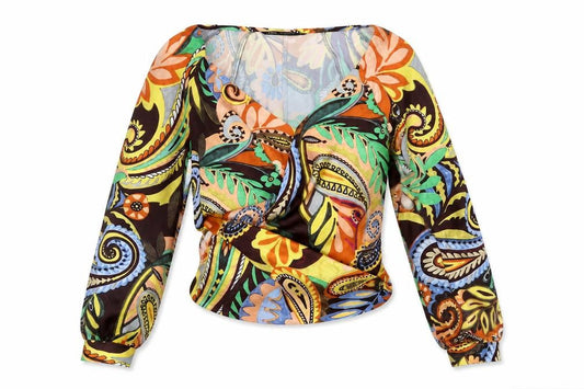 Zara Women's Multicoloured Paisley Wrap Blouse Size M Long Sleeve Polyester