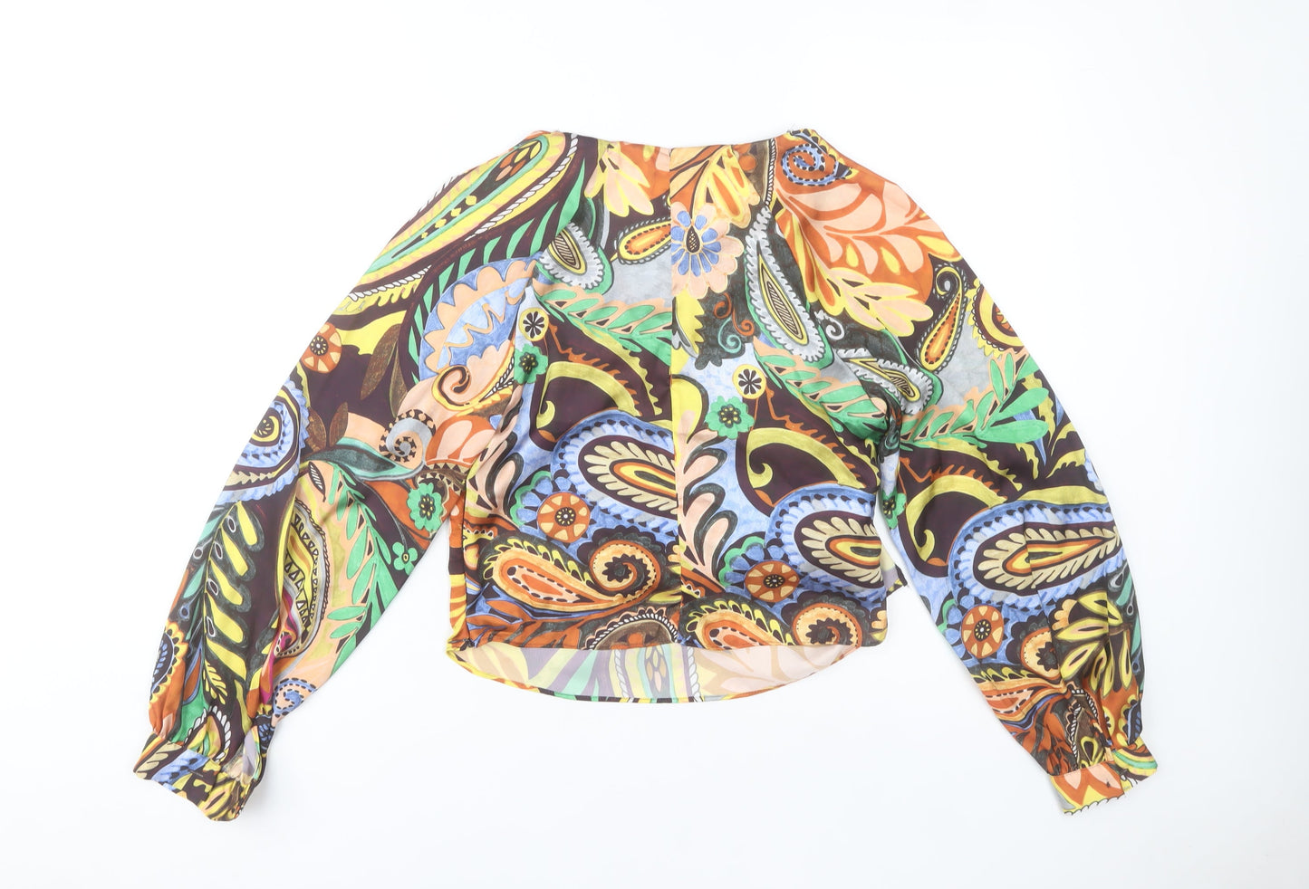 Zara Women's Multicoloured Paisley Wrap Blouse Size M Long Sleeve Polyester