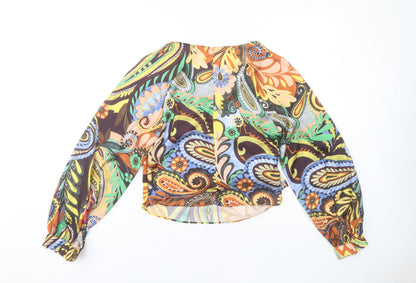 Zara Women's Multicoloured Paisley Wrap Blouse Size M Long Sleeve Polyester