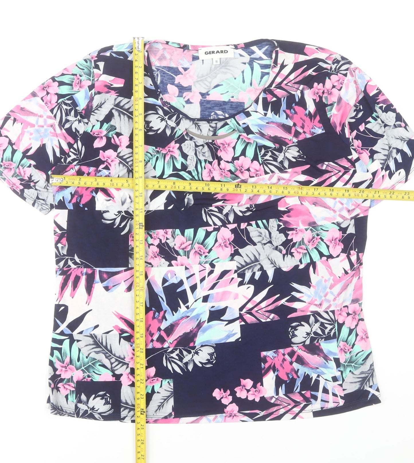 Gerard Women's Multicoloured Floral Short Sleeve Jersey T-Shirt Size 16