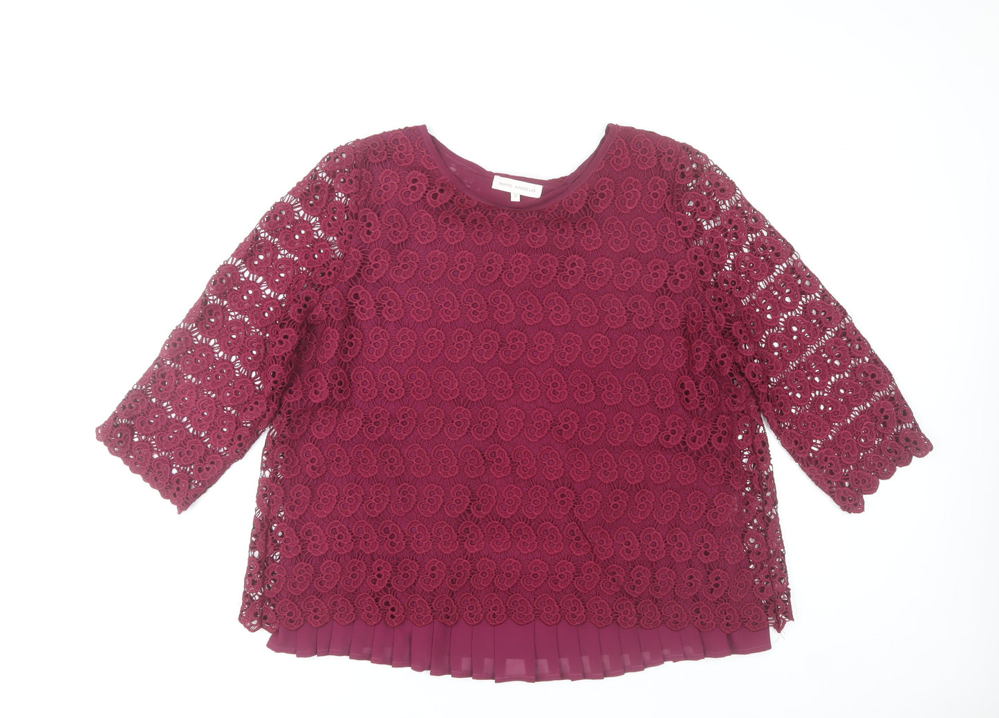 Marc Angelo Women Purple Lace 3/4 Sleeve Blouse Size 16