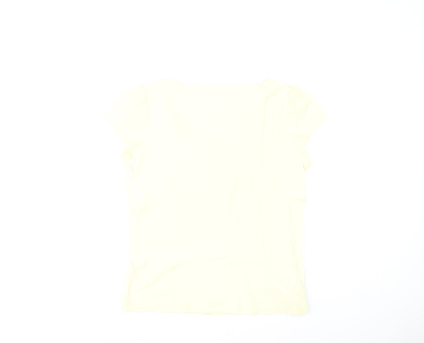 Marks and Spencer Per Una Women's Yellow Beaded Scoop Neck Short Sleeve Cotton T-Shirt Size 12