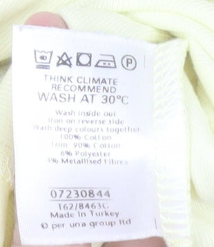 Marks and Spencer Per Una Women's Yellow Beaded Scoop Neck Short Sleeve Cotton T-Shirt Size 12