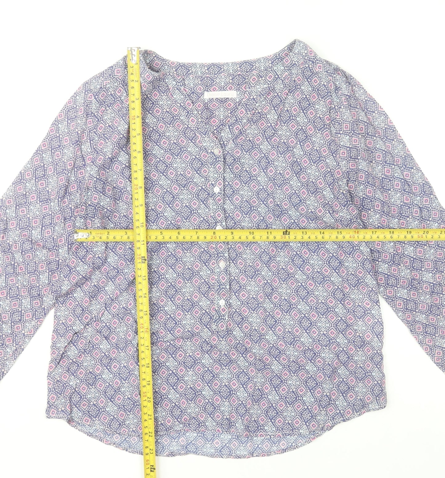 Diane Laury Womens Multicoloured Geometric Viscose Tunic Blouse Size 10