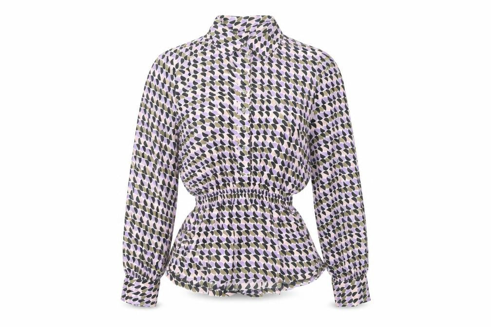 Marks and Spencer Women's Multicoloured Geometric Long Sleeve Blouse Size 12