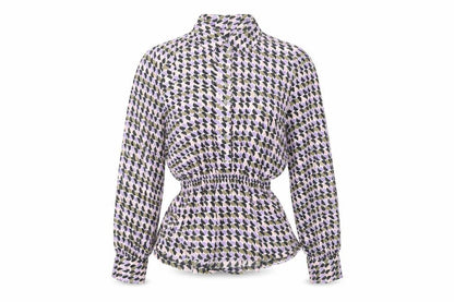 Marks and Spencer Women's Multicoloured Geometric Long Sleeve Blouse Size 12