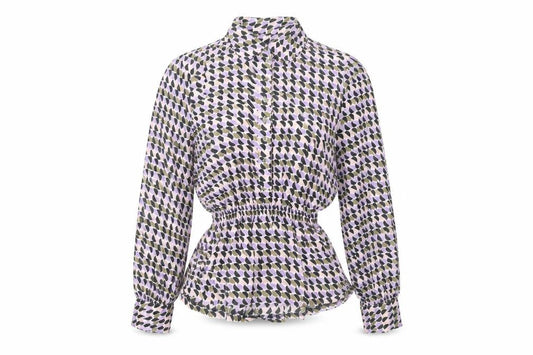 Marks and Spencer Women's Multicoloured Geometric Long Sleeve Blouse Size 12