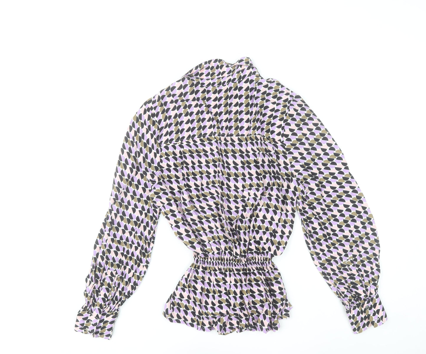 Marks and Spencer Women's Multicoloured Geometric Long Sleeve Blouse Size 12