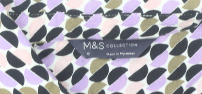 Marks and Spencer Women's Multicoloured Geometric Long Sleeve Blouse Size 12