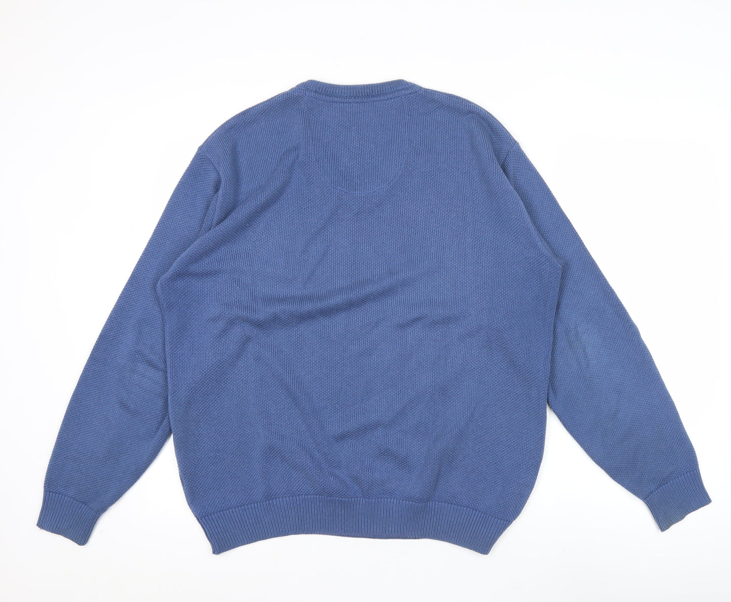 Clubhouse Men's Blue V-Neck Cotton Acrylic Jumper Size L