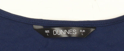 Dunnes Women's Blue V-Neck Short Sleeve Blouse Size L