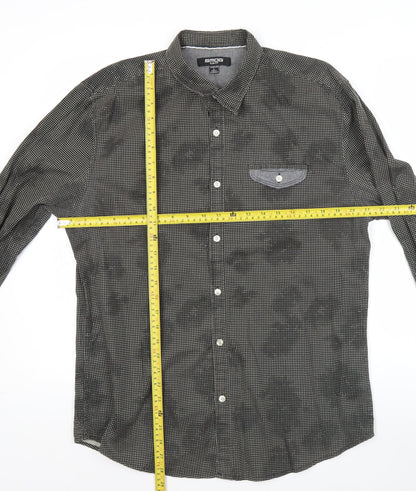 SMOG Men's Black Slim Fit Long Sleeve Cotton Button-Up Shirt Size L