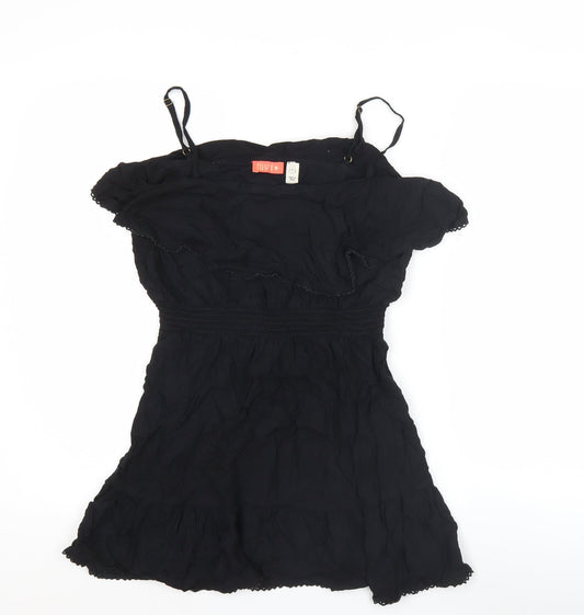 Resort Women's Black Off Shoulder Ruffle Short Dress Size S
