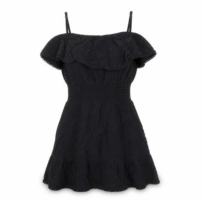 Resort Women's Black Off Shoulder Ruffle Short Dress Size S