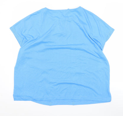 Gallery Women's Blue Tunic Blouse L Short Sleeve Tassel Detail