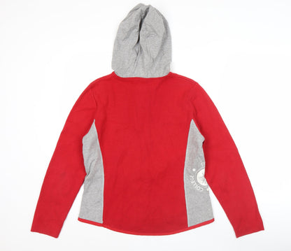 GreenHouse Women Red Grey Full Zip Hoodie Size L 100% Cotton