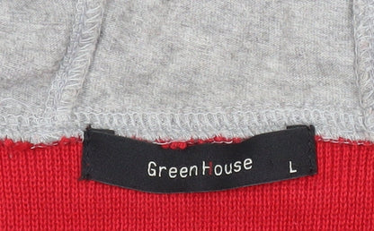 GreenHouse Women Red Grey Full Zip Hoodie Size L 100% Cotton