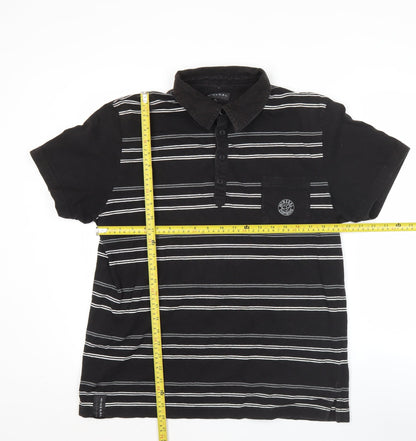 Mineral Clothing Men's Black Striped Cotton Polo Shirt XL