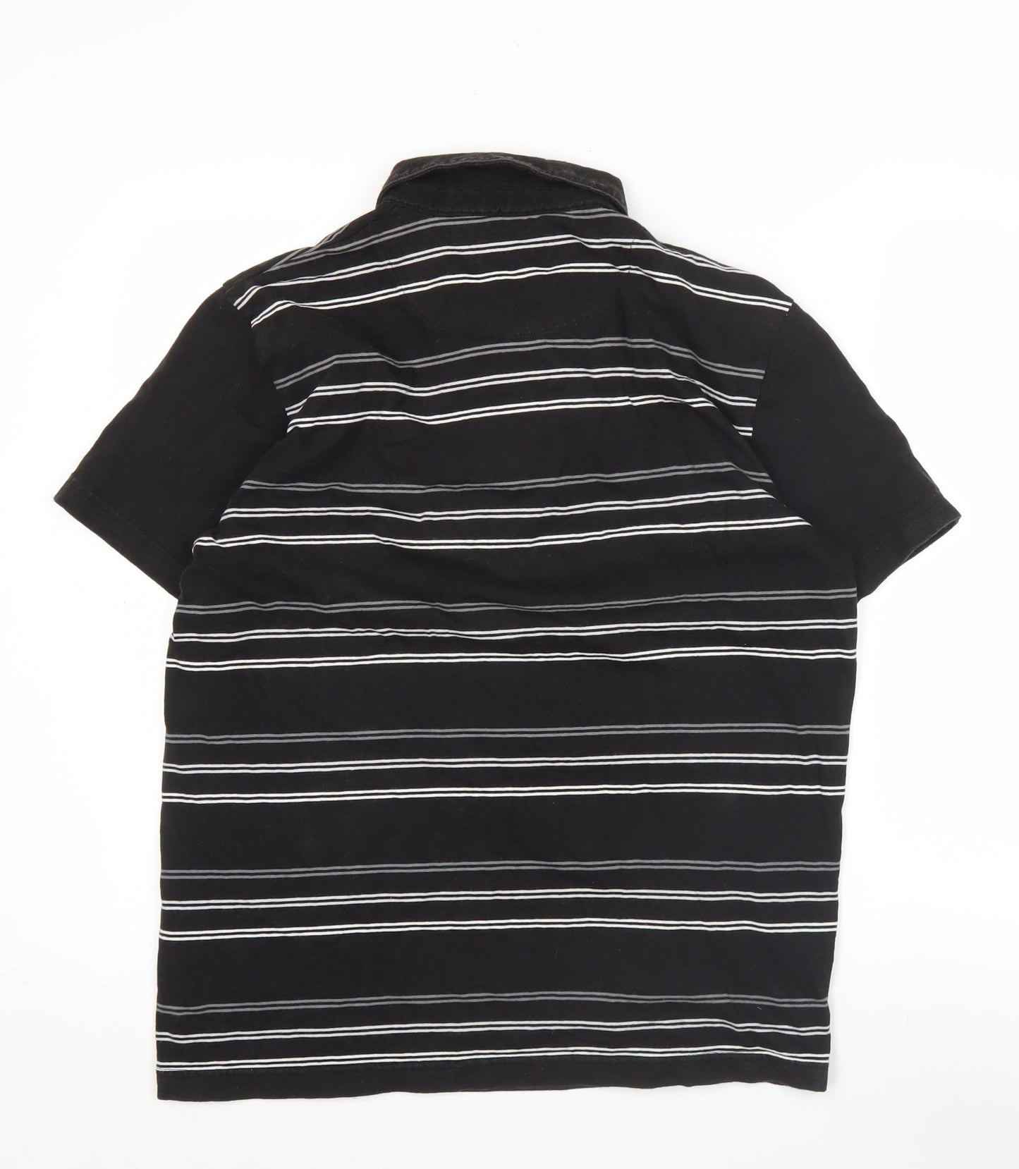 Mineral Clothing Men's Black Striped Cotton Polo Shirt XL