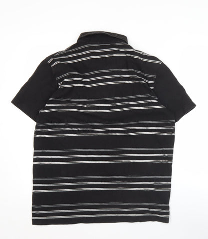 Mineral Clothing Men's Black Striped Cotton Polo Shirt XL