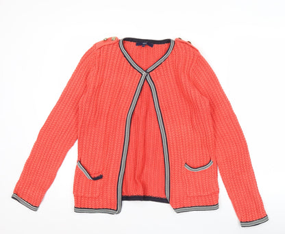 Next Women Orange Cable Knit V-Neck Cardigan Size 10