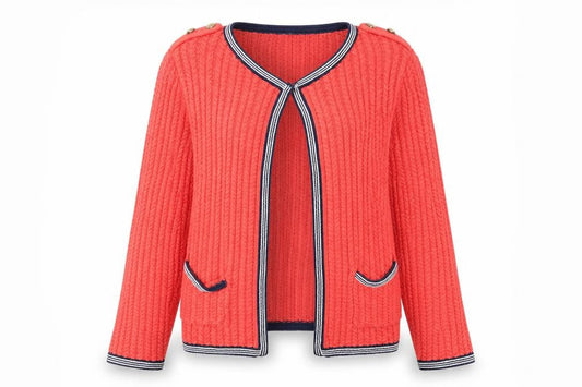 Next Women Orange Cable Knit V-Neck Cardigan Size 10